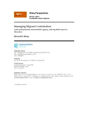 Managing Migrant Contestation Land Appropriation, Intermediate Agency, and Regulated Space in Shenzhen