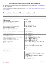 Oracle® Solaris 11.4 Network Administration Cheatsheet