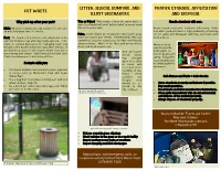 Pet Waste Litter, Illegal Dumping, and Illicit Discharges Proper Storage, Application and Disposal