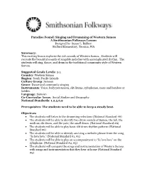 Singing and Drumming of Western Samoa a Smithsonian Folkways Lesson Designed By: Susan L