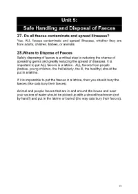 Unit 5: Safe Handling and Disposal of Faeces 27