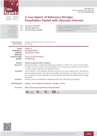 A Case Report of Refractory Notalgia Paresthetica Treated with Lidocaine