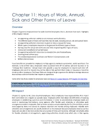 Chapter 11 – Hours of Work, Annual, Sick and Other Forms of Leave Page 1 of 19 Could Be Considered for Such a Benefit