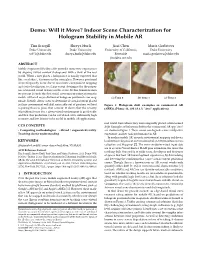 Indoor Scene Characterization for Hologram Stability in Mobile AR