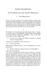 BLIND REASONING by Paul Boghossian and Timothy