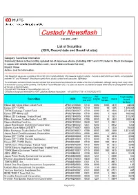 Custody Newsflash Feb 20Th , 2017