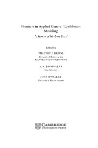 Frontiers in Applied General Equilibrium Modeling in Honor of Herbert Scarf