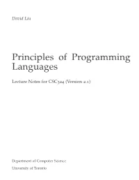 Principles of Programming Languages