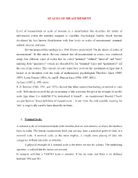 Scales of Measurement