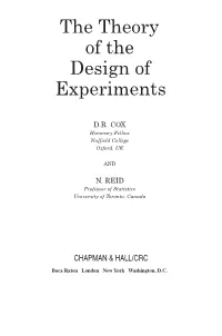 The Theory of the Design of Experiments