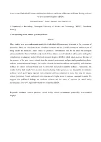 Association of Individual Factors with Simulator Sickness and Sense of Presence in Virtual Reality Mediated by Head-Mounted Displays (Hmds)
