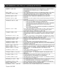 Calendar of Events for 2005 Bermuda