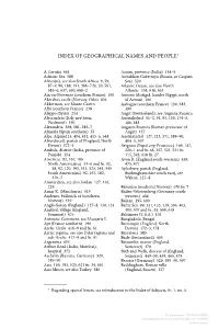Index of Geographical Names and People1