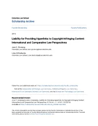 Liability for Providing Hyperlinks to Copyright-Infringing Content: International and Comparative Law Perspectives