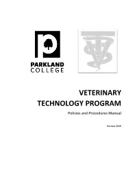 VETERINARY TECHNOLOGY PROGRAM Policies and Procedures Manual