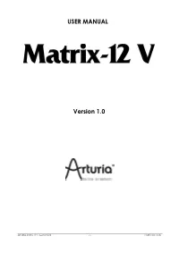 Arturia Matrix 12 V User Manual