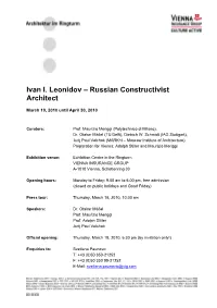 Ivan I. Leonidov – Russian Constructivist Architect