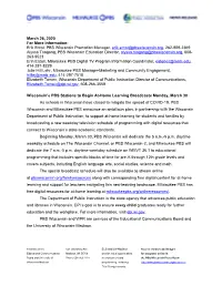 March 26, 2020 for More Information: Erik Ernst, PBS Wisconsin
