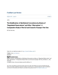"Negotiated Reservations" and Other "Alternatives": a Comparative Study of the ILO and Council of Europe--Part One