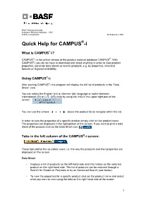 Quick Help for CAMPUS -I
