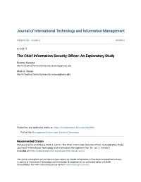 The Chief Information Security Officer: an Exploratory Study
