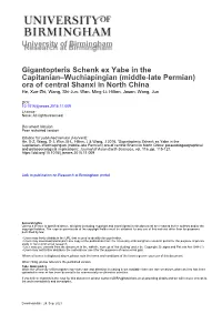 University of Birmingham Gigantopteris Schenk Ex Yabe in the Capitanian–Wuchiapingian