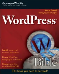 Wordpress Bible, I Immediately Offered Him a Hand in Editing