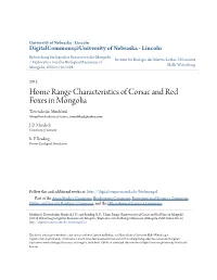 Home Range Characteristics of Corsac and Red Foxes in Mongolia Tserendorjiin Munkhzul Mongolian Academy of Science, Tsmunkhzul@Yahoo.Com