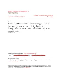 Picosecond Time Resolved Spectroscopy Used As a Tool To