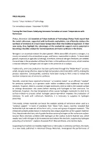 PRESS RELEASE Source: Tokyo Institute of Technology for Immediate Release: December 22,2020 Turning the Heat Down: Catalyzing A