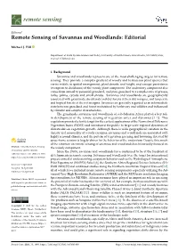 Remote Sensing of Savannas and Woodlands: Editorial