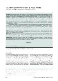 The Effective Use of Fluorides in Public Health