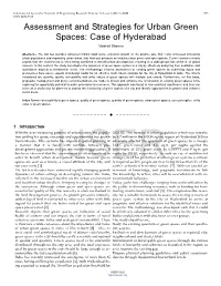 Assessment and Strategies for Urban Green Spaces: Case of Hyderabad Vaishali Sharma