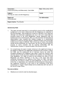 Implications of Abrogating the Role of the Aldermen As Justices of the Peace