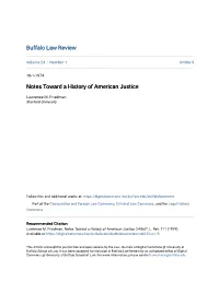 Notes Toward a History of American Justice