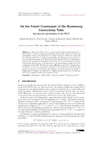 On the Feistel Counterpart of the Boomerang Connectivity Table Introduction and Analysis of the FBCT
