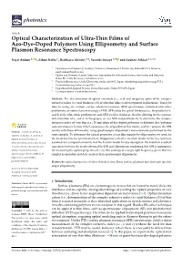 Optical Characterization of Ultra-Thin Films of Azo-Dye-Doped Polymers Using Ellipsometry and Surface Plasmon Resonance Spectroscopy