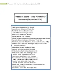Phaseolus Crop Vulnerability Statement
