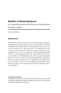 Qualities of Bordering Spaces a Conceptual Experiment with Reference to Georg Simmel’S Sociology of Space