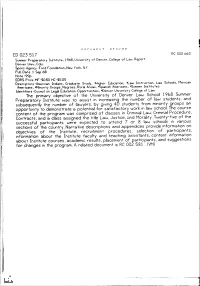 The Primary Objective of the University of Denver Law School 1%8