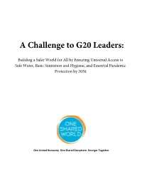 A Challenge to G20 Leaders