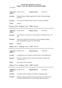 Daventry District Council Weekly List of Applications Registered 13/09/2010