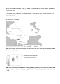 Functional Composition and Diversity of Leaf Traits in Subalpine Versus Alpine Vegetation in the Apennines