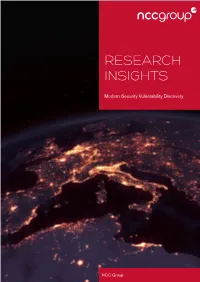 RESEARCH INSIGHTS – Modern Security Vulnerability Discovery