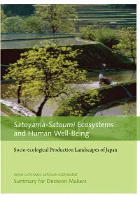 Satoyama-Satoumi Ecosystems and Human Well-Being | I
