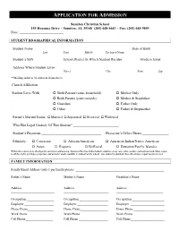 Application for Admission