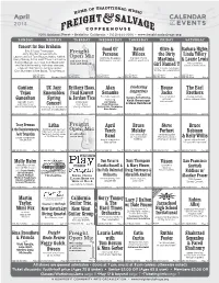 April CALENDAR of EVENTS