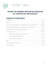 Guide to Gender-Inclusive Housing at Princeton University Table of Contents
