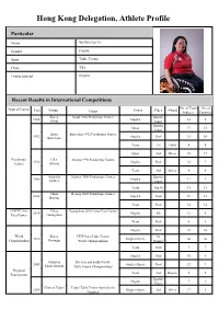 Hong Kong Delegation, Athlete Profile