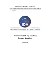 International Dark Sky Sanctuary Program Guidelines